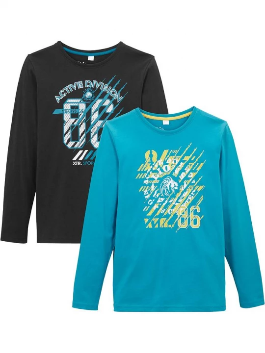 Obrázek produktu Shirt z długim rękawem, z czystej bawełny organicznej (2 szt.) BonPrix czarny