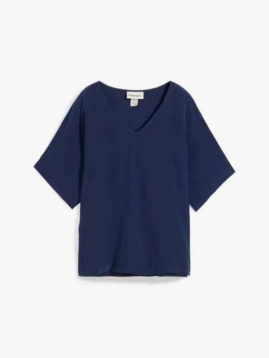 Obrázek produktu Shirt z domieszką jedwabiu i tkaninową wstawką BonPrix niebieski