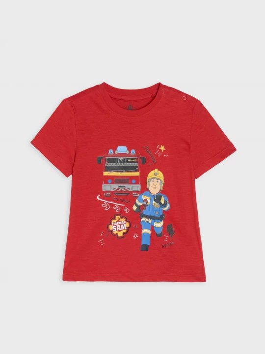 Obrázek produktu Sinsay - Bawełniana koszulka z nadrukiem Fireman Sam - czerwony