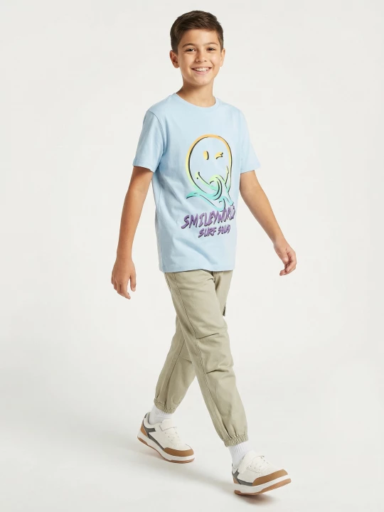 Obrázek produktu Sinsay - Bawełniana koszulka z nadrukiem SmileyWorld® - błękitny