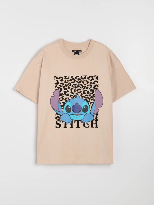 Obrázek produktu Sinsay - Bavlněná košilka s potiskem Stitch - béžová