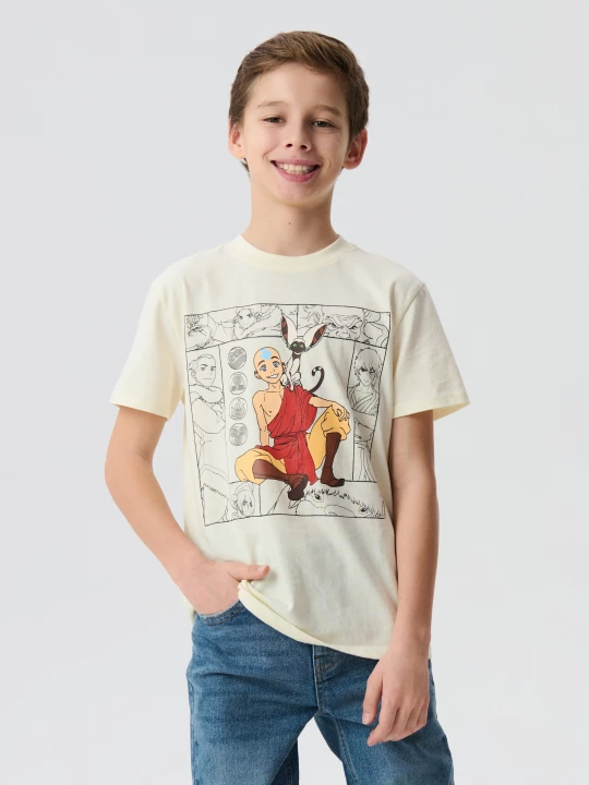 Obrázek produktu Sinsay - Bawełniana koszulka z nadrukiem The Last Airbender - kremowy