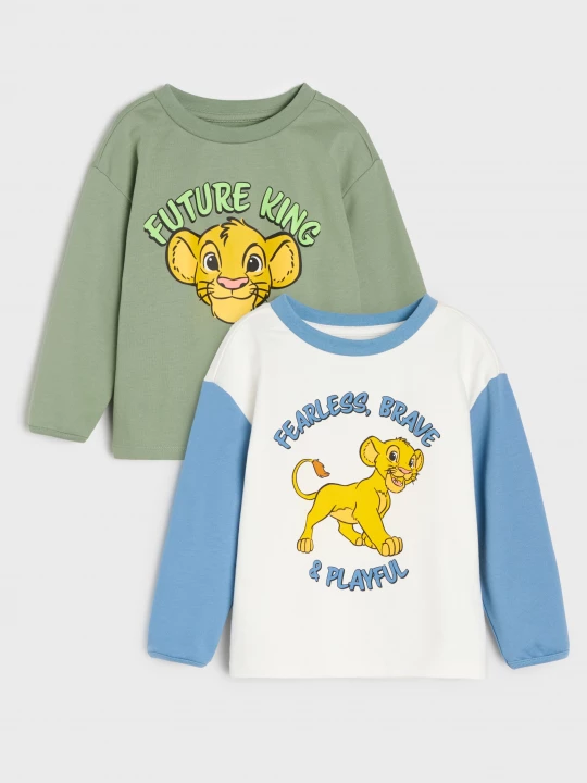 Obrázek produktu Sinsay - Bawełniane koszulki z długim rękawem z nadrukiem 2 pack The Lion King - kremowy