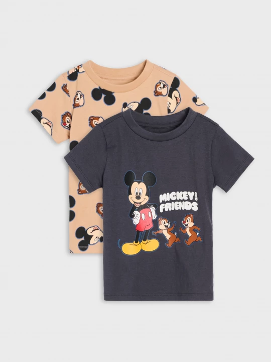 Obrázek produktu Sinsay - Bawełniane koszulki z nadrukiem 2 pack Mickey and Friends - szary