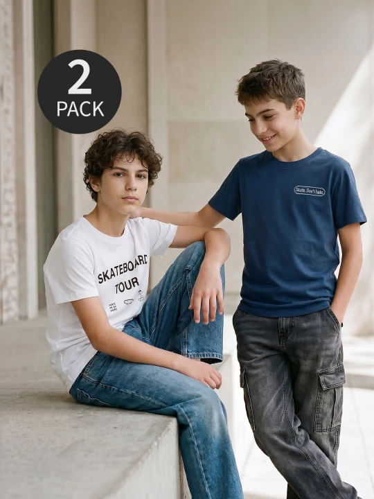 Obrázek produktu Sinsay - Bawełniane koszulki z nadrukiem w stylu skate 2 pack - wielobarwny