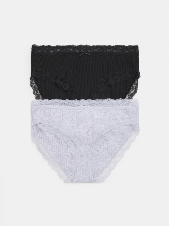 Obrázek produktu Sinsay - Bavlněné hipster kalhotky s krajkou 2 balení - vícebarevná