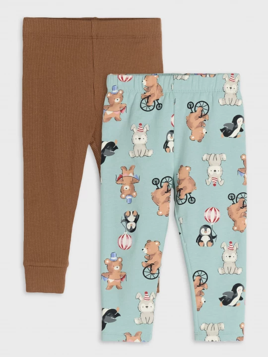 Obrázek produktu Sinsay - Bawełniane legginsy z motywem misiów 2 pack - zielony