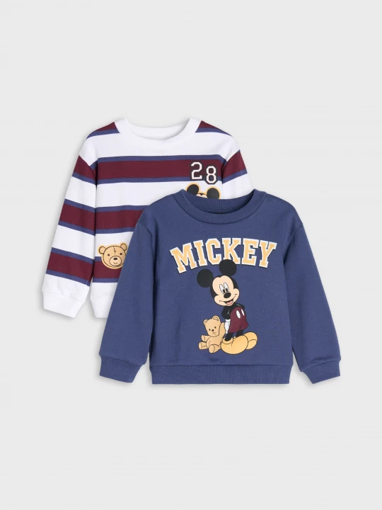 Obrázek produktu Sinsay - Bawełniane bluzy crewneck 2 pack Mickey Mouse - kremowy