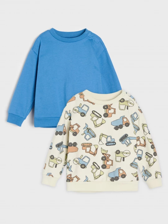 Obrázek produktu Sinsay - Bawełniane bluzy crewneck z motywem pojazdów 2 pack - szary