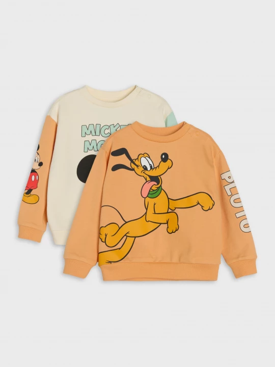 Obrázek produktu Sinsay - Bawełniane bluzy z nadrukiem 2 pack Mickey Mouse - kremowy