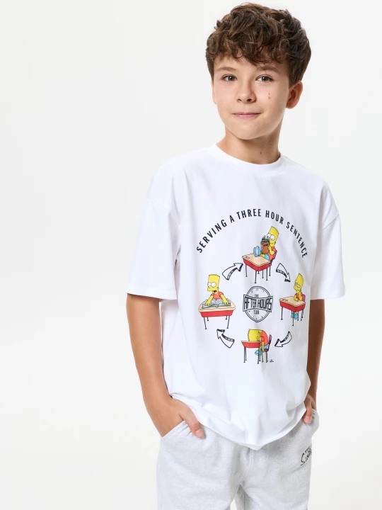 Obrázek produktu Sinsay - Bawełniana koszulka oversize z nadrukiem The Simpsons - biały