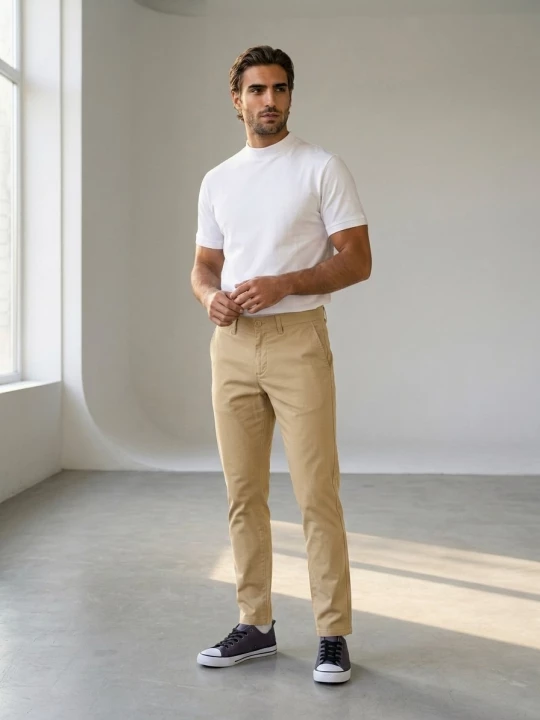 Obrázek produktu Sinsay - Bavlněné slim chino kalhoty - béžová