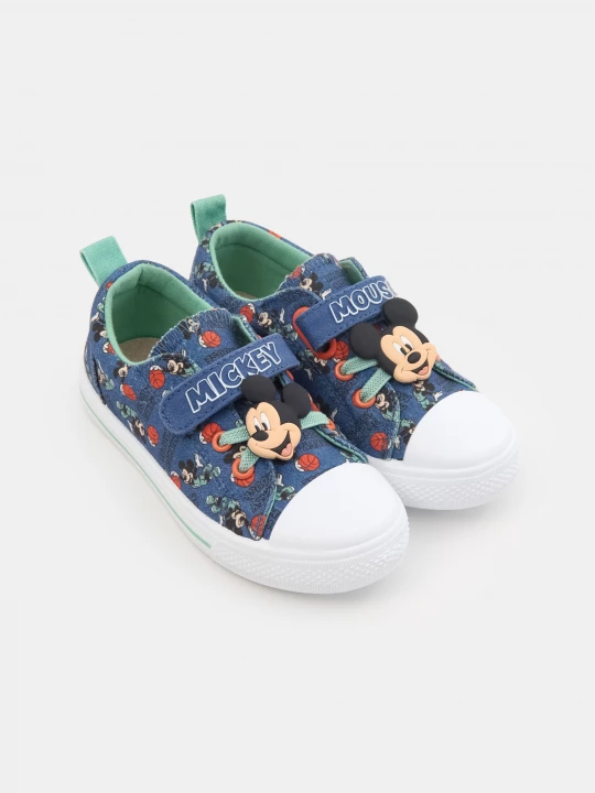 Obrázek produktu Sinsay - Bawełniane trampki ze skórzaną wkładką Mickey Mouse - niebieski