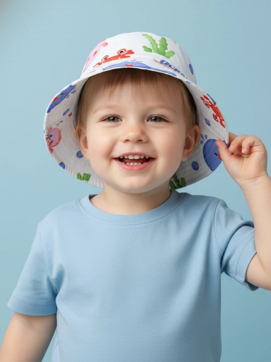 Obrázek produktu Sinsay - Bavlněný bucket hat s motivem mořských zvířat - bílá
