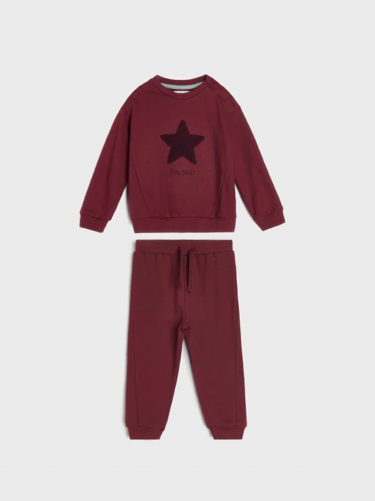 Obrázek produktu Sinsay - Bawełniany komplet: bluza i spodnie - bordowy