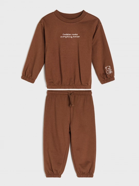 Obrázek produktu Sinsay - Bawełniany komplet: bluza i spodnie - brązowy