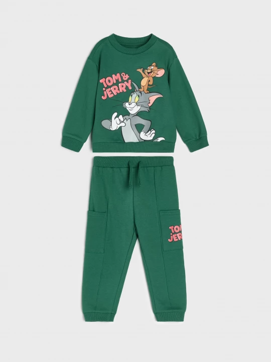 Obrázek produktu Sinsay - Bawełniany komplet: bluza i spodnie Tom and Jerry - zielony