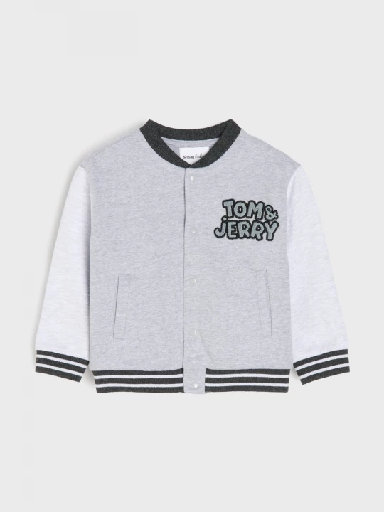 Obrázek produktu Sinsay - Bawełniana bluza bejsbolówka z nadrukiem Tom and Jerry - szary