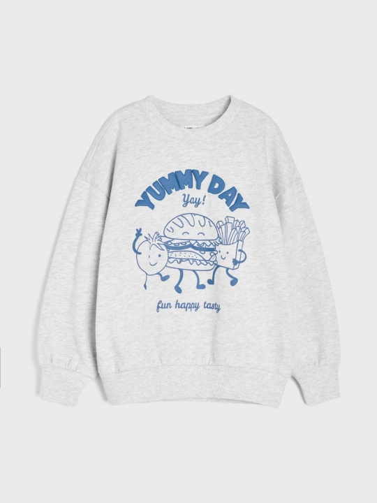 Obrázek produktu Sinsay - Bawełniana bluza crewneck z nadrukiem - szary