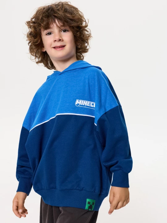 Obrázek produktu Sinsay - Bawełniana bluza z nadrukiem na plecach Minecraft - granatowy