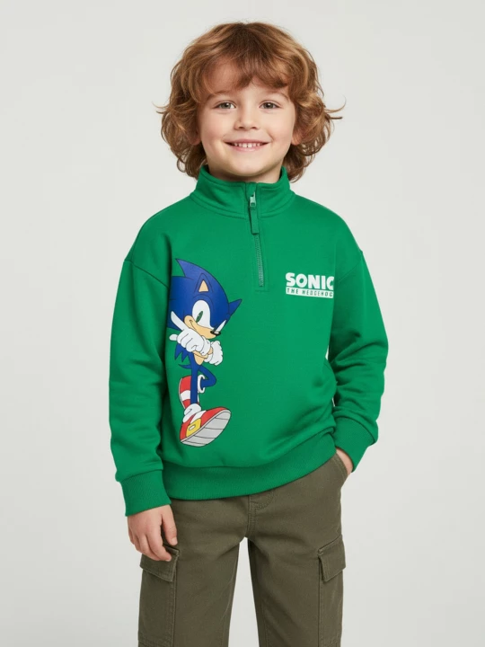 Obrázek produktu Sinsay - Bawełniana bluza ze stójką Sonic the Hedgehog - zielony