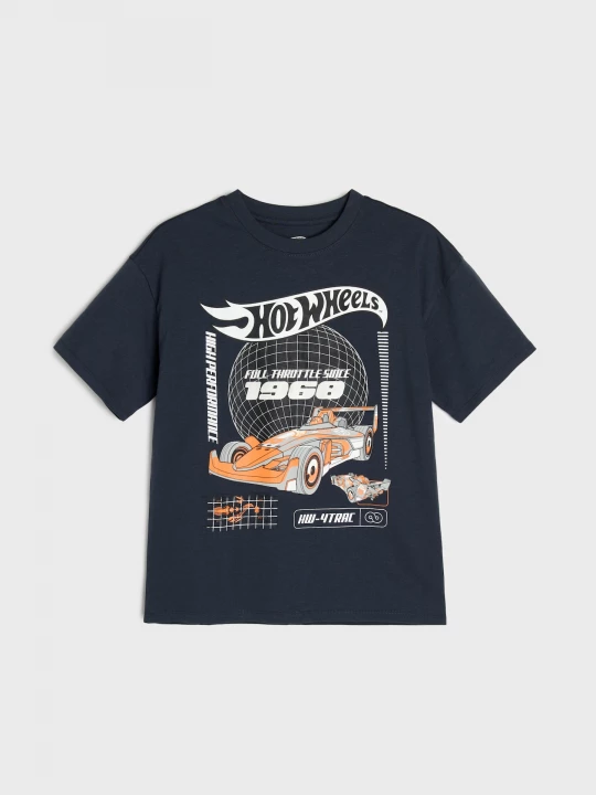 Obrázek produktu Sinsay - Bawełniana koszulka oversize z nadrukiem Hot Wheels - szary