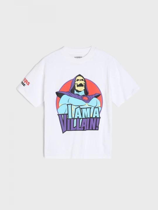 Obrázek produktu Sinsay - Bawełniana koszulka oversize z nadrukiem Masters of the Universe - biały
