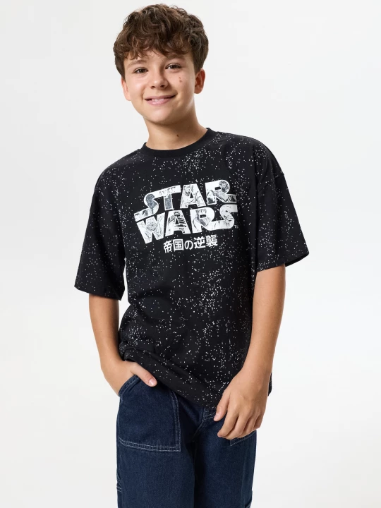 Obrázek produktu Sinsay - Bawełniana koszulka oversize z nadrukiem Star Wars - czarny
