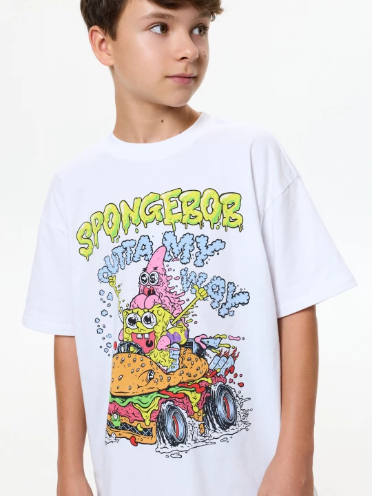 Obrázek produktu Sinsay - Bawełniana koszulka SpongeBob - biały