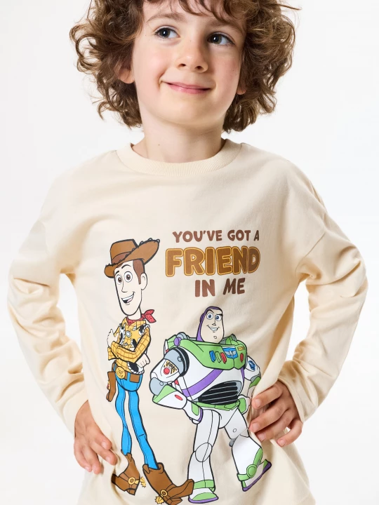 Obrázek produktu Sinsay - Bawełniana koszulka z długim rękawem z nadrukiem Toy Story - beżowy
