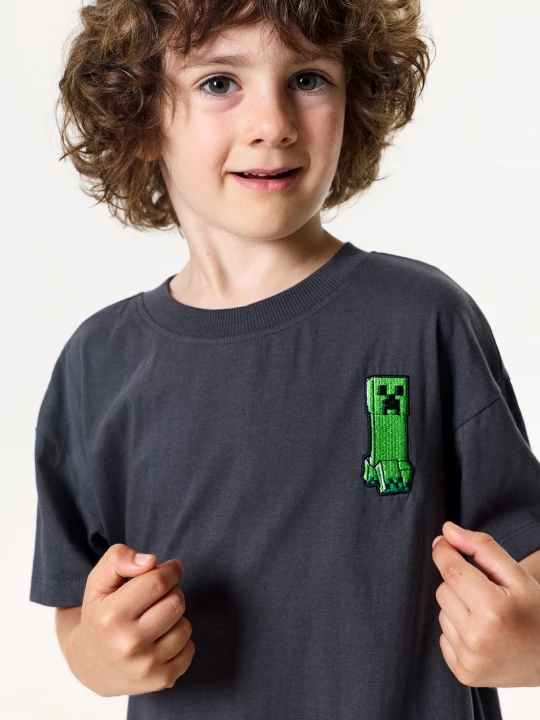 Obrázek produktu Sinsay - Bawełniana koszulka z haftem Minecraft - szary