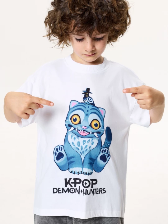 Obrázek produktu Sinsay - Bawełniana koszulka z krótkim rękawem K-Pop Demon Hunters - biały