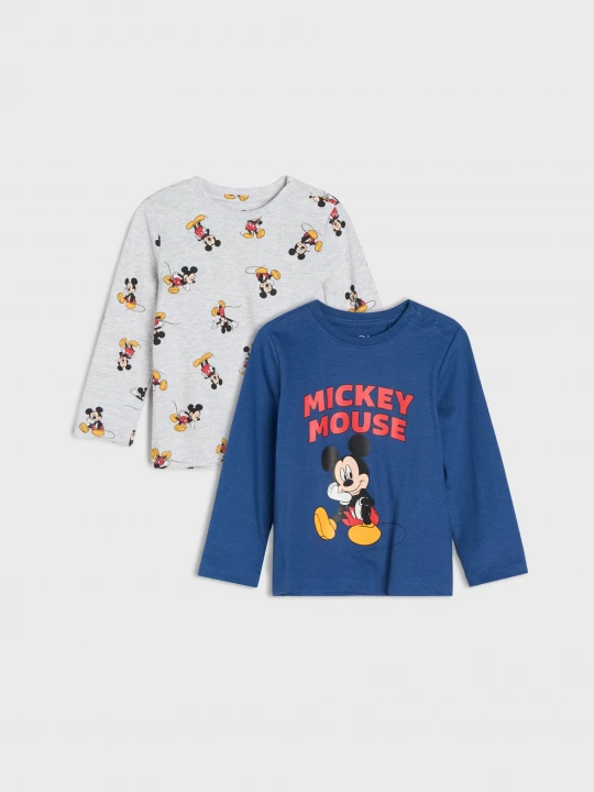 Obrázek produktu Sinsay - Bawełniana koszulka z nadrukiem 2 pack Mickey Mouse - niebieski