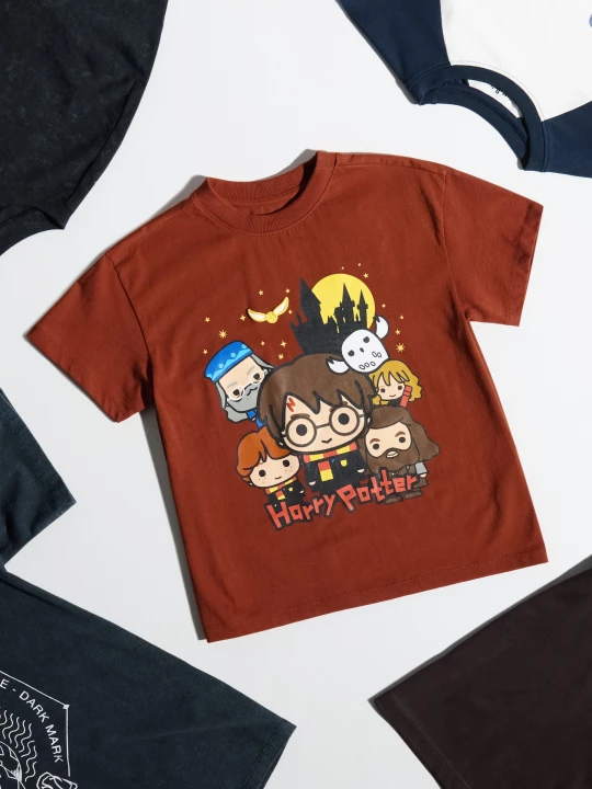 Obrázek produktu Sinsay - Bawełniana koszulka z nadrukiem Harry Potter - pomarańczowy