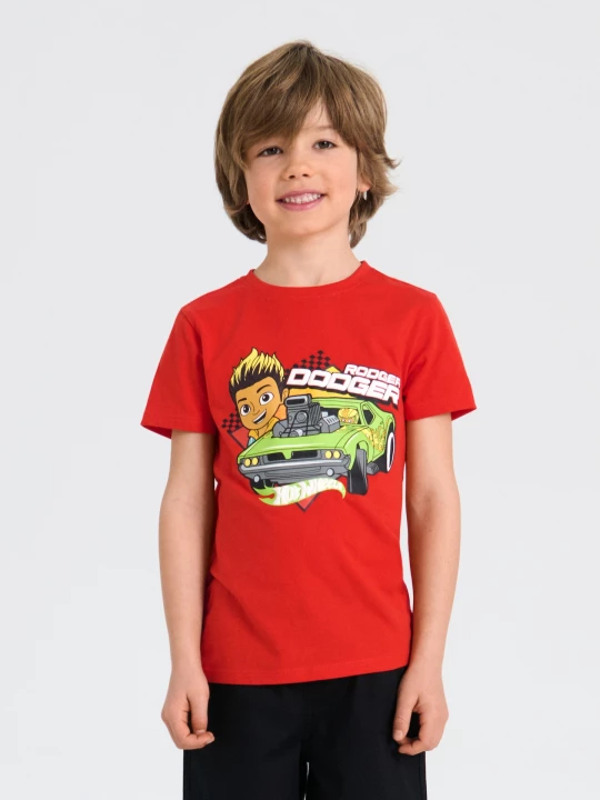Obrázek produktu Sinsay - Bawełniana koszulka z nadrukiem Hot Wheels - czerwony