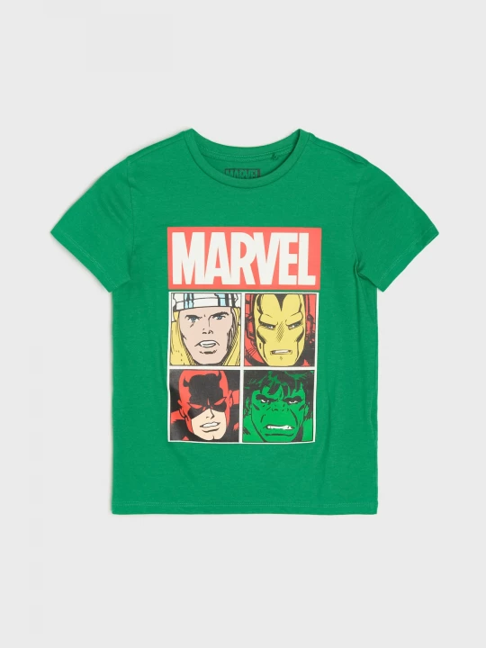 Obrázek produktu Sinsay - Bawełniana koszulka z nadrukiem Marvel - zielony