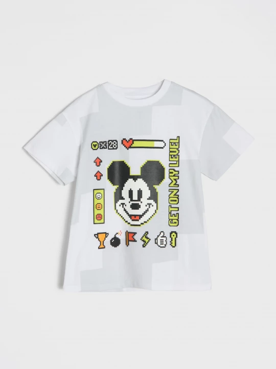 Obrázek produktu Sinsay - Bawełniana koszulka z nadrukiem Mickey Mouse - biały