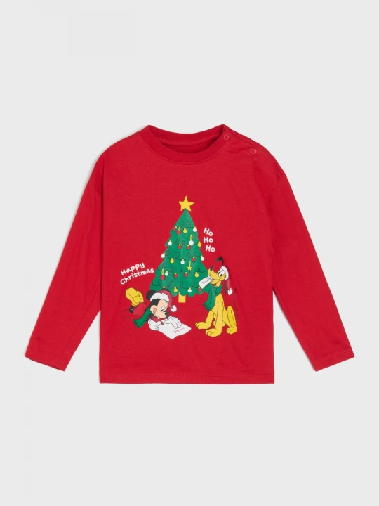 Obrázek produktu Sinsay - Bawełniana koszulka z nadrukiem Mickey Mouse - czerwony