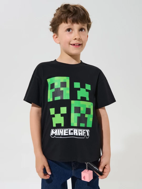 Obrázek produktu Sinsay - Bawełniana koszulka z nadrukiem Minecraft - czarny