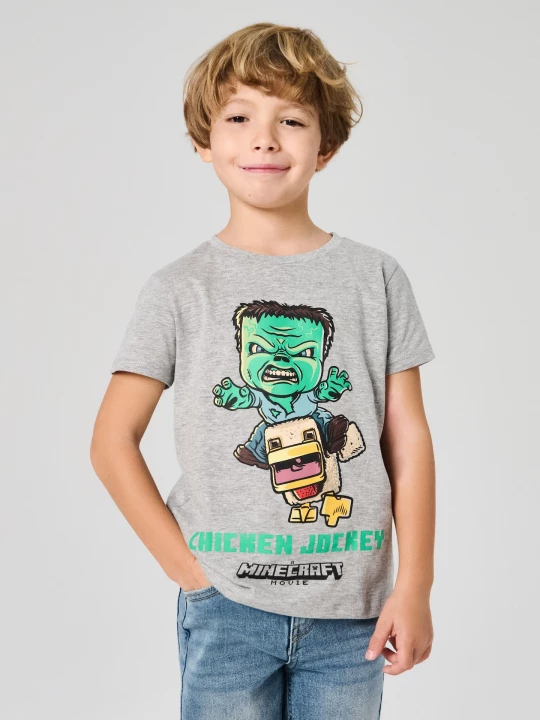 Obrázek produktu Sinsay - Bawełniana koszulka z nadrukiem Minecraft - szary