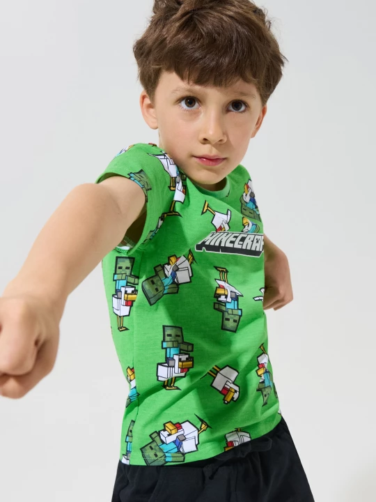 Obrázek produktu Sinsay - Bawełniana koszulka z nadrukiem Minecraft - zielony