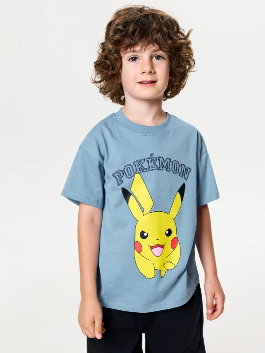 Obrázek produktu Sinsay - Bawełniana koszulka z nadrukiem na plecach Pokémon - szary