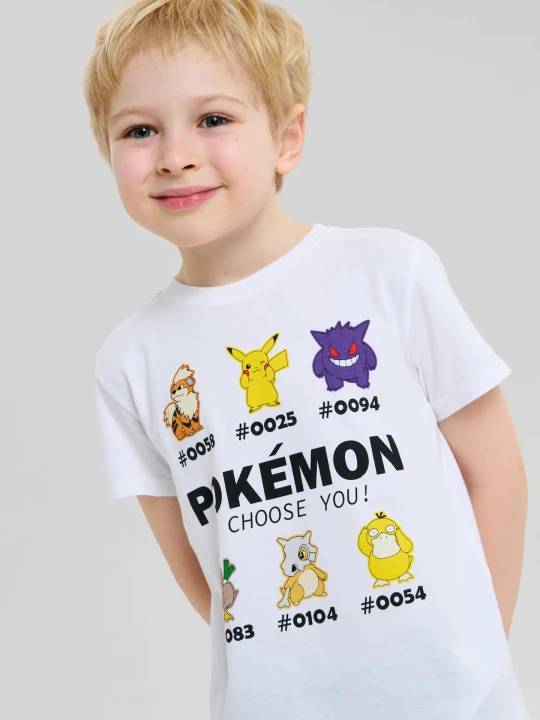 Obrázek produktu Sinsay - Bawełniana koszulka z nadrukiem Pokémon - biały