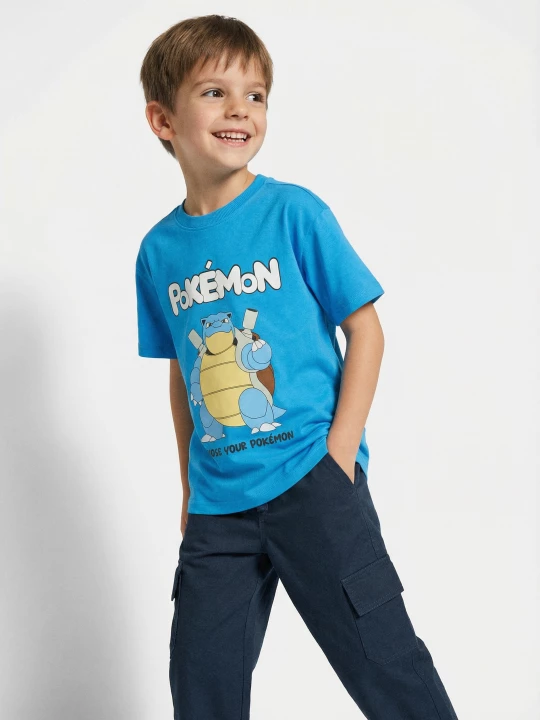 Obrázek produktu Sinsay - Bawełniana koszulka z nadrukiem Pokémon - niebieski