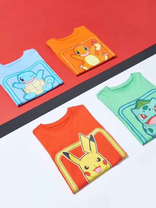 Obrázek produktu Sinsay - Bawełniana koszulka z nadrukiem Pokémon - pomarańczowy