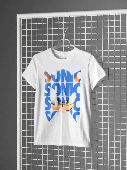 Obrázek produktu Sinsay - Bawełniana koszulka z nadrukiem Sonic the Hedgehog - biały