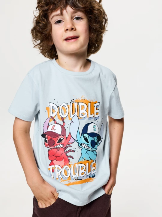 Obrázek produktu Sinsay - Bawełniana koszulka z nadrukiem Stitch - szary