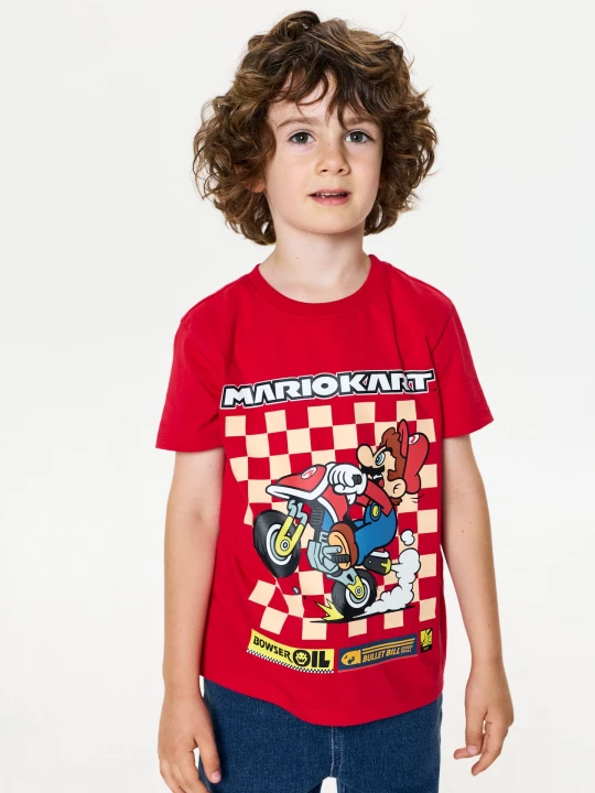 Obrázek produktu Sinsay - Bawełniana koszulka z nadrukiem Super Mario - bordowy