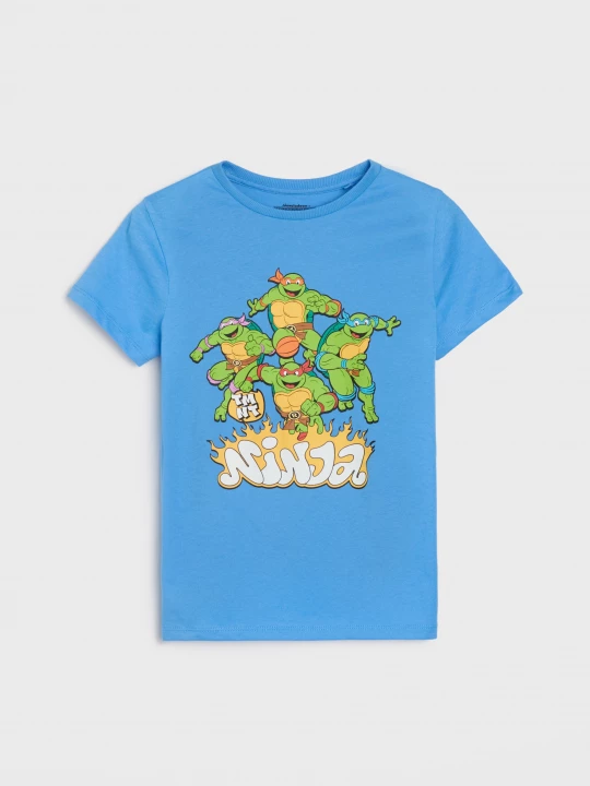 Obrázek produktu Sinsay - Bawełniana koszulka z nadrukiem Teenage Mutant Ninja Turtles - niebieski