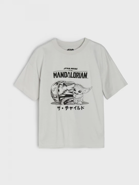 Obrázek produktu Sinsay - Bawełniana koszulka z nadrukiem The Mandalorian - szary